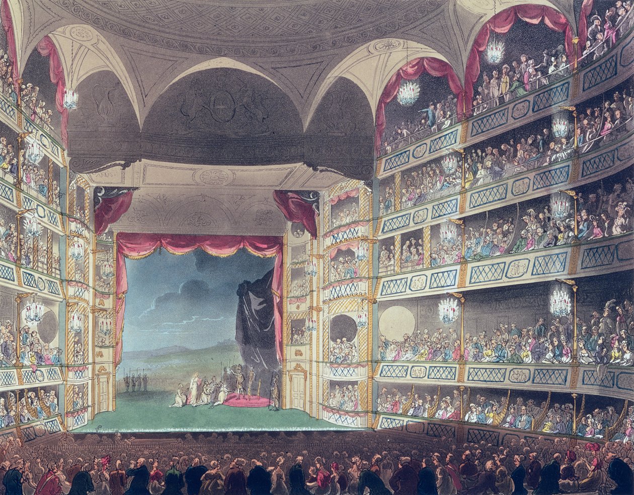 Drury Lane -teatterin sisätilat tekijältä T. and Pugin A.C. Rowlandson