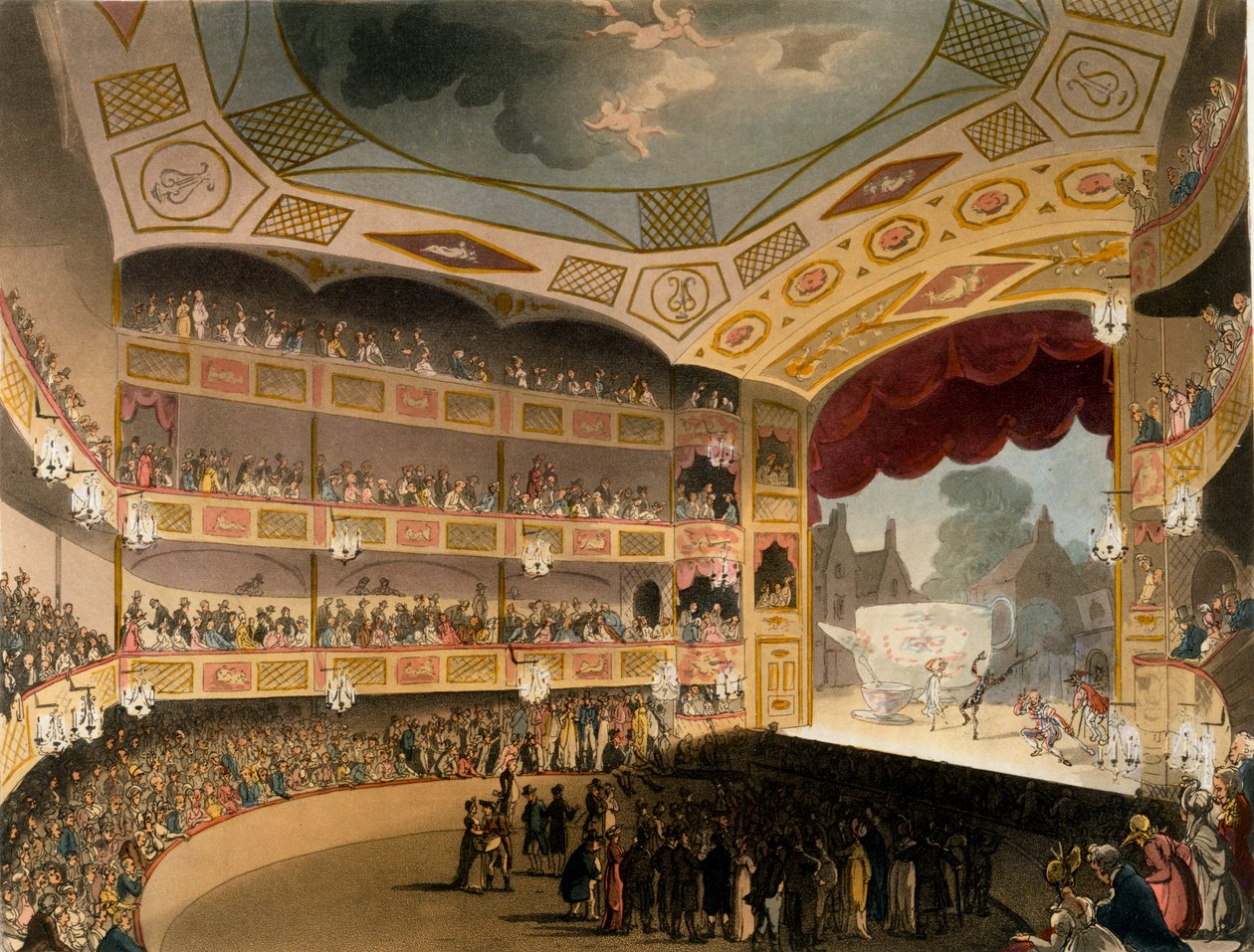 Kuninkaallinen sirkus Ackermannin "Taiteiden arkistosta" tekijältä T. and Pugin A.C. Rowlandson