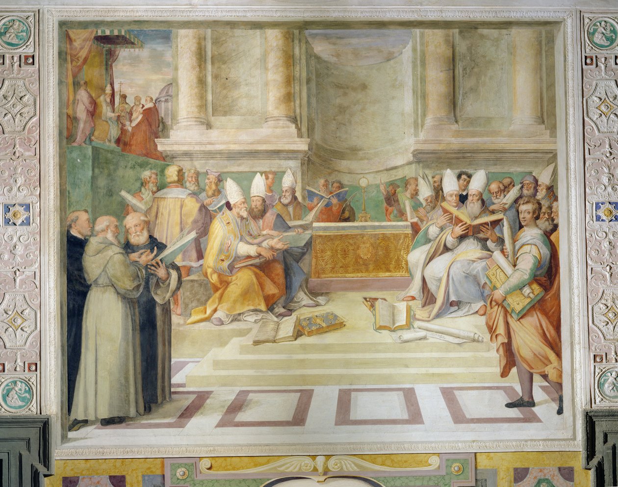 Vuonna 1546 pidetyn Trenton kirkolliskokouksen julistus kristillisen kurin uudistamiseksi kirkollishuoneessa tekijältä Federico Zuccaro