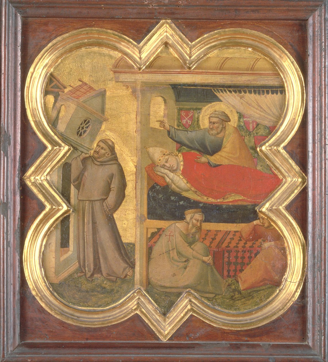 Pyhä Franciscus nostaa Lateraanikirkkoa (tempera paneelissa) tekijältä Taddeo Gaddi