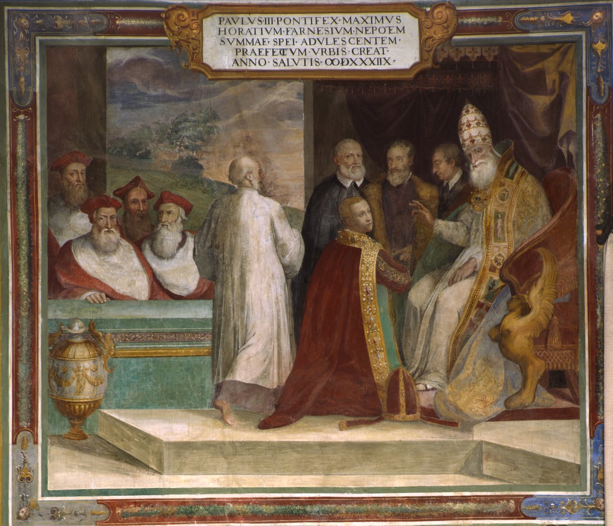 Paolo III ja Orazio Farnese, 1560, yksityiskohta tekijältä Taddeo Zuccari