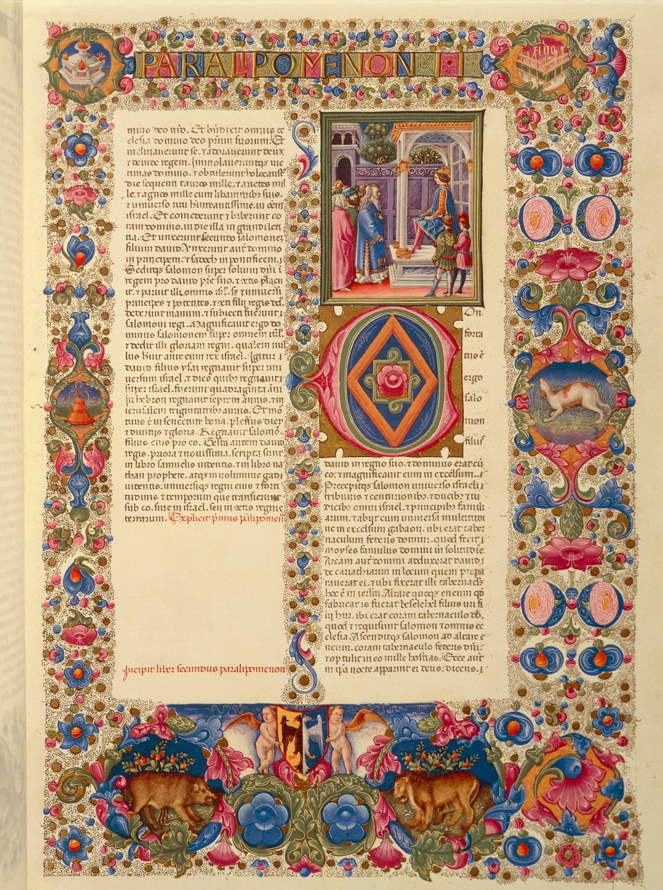Italia, Toisen Chronicles-kirjan aloitus tai Paralipomenon II -miniatyyri Borso d