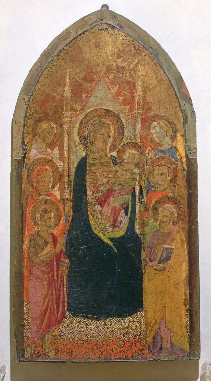 Madonna ja lapsi pyhien kanssa (tempera paneelissa) tekijältä Taddeo Gaddi