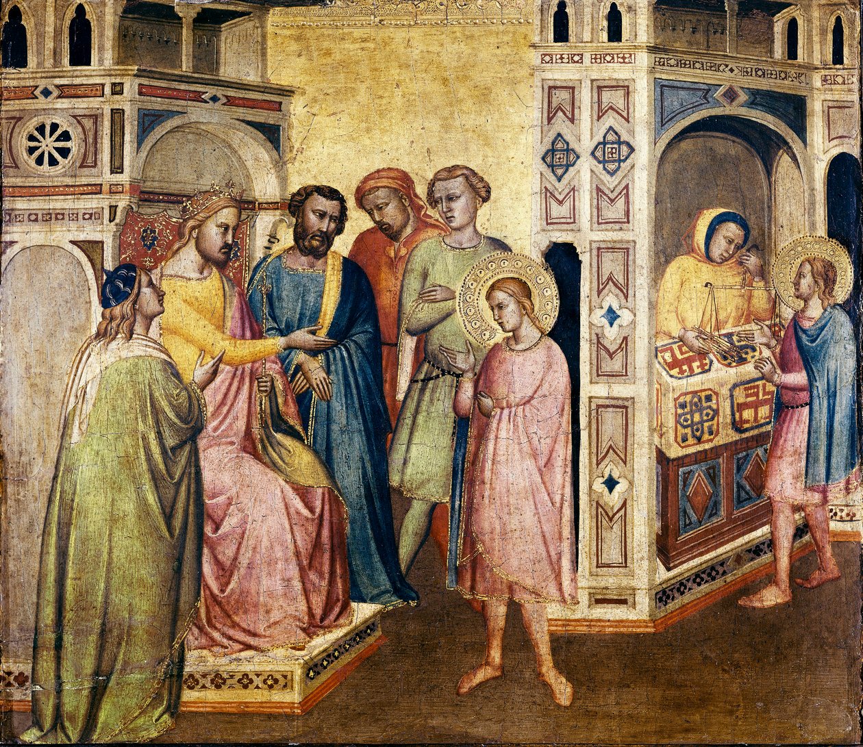 Pyhä Eligius ennen kuningas Clotharia, n. 1365 (tempera puulla) tekijältä Taddeo Gaddi