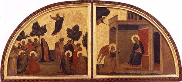 Ascension ja Annunciation, lunette (tempera paneelissa) tekijältä Taddeo Gaddi