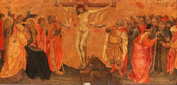 Ristiinnaulitseminen, predella-paneeli (tempera paneelissa) tekijältä Taddeo di Bartolo