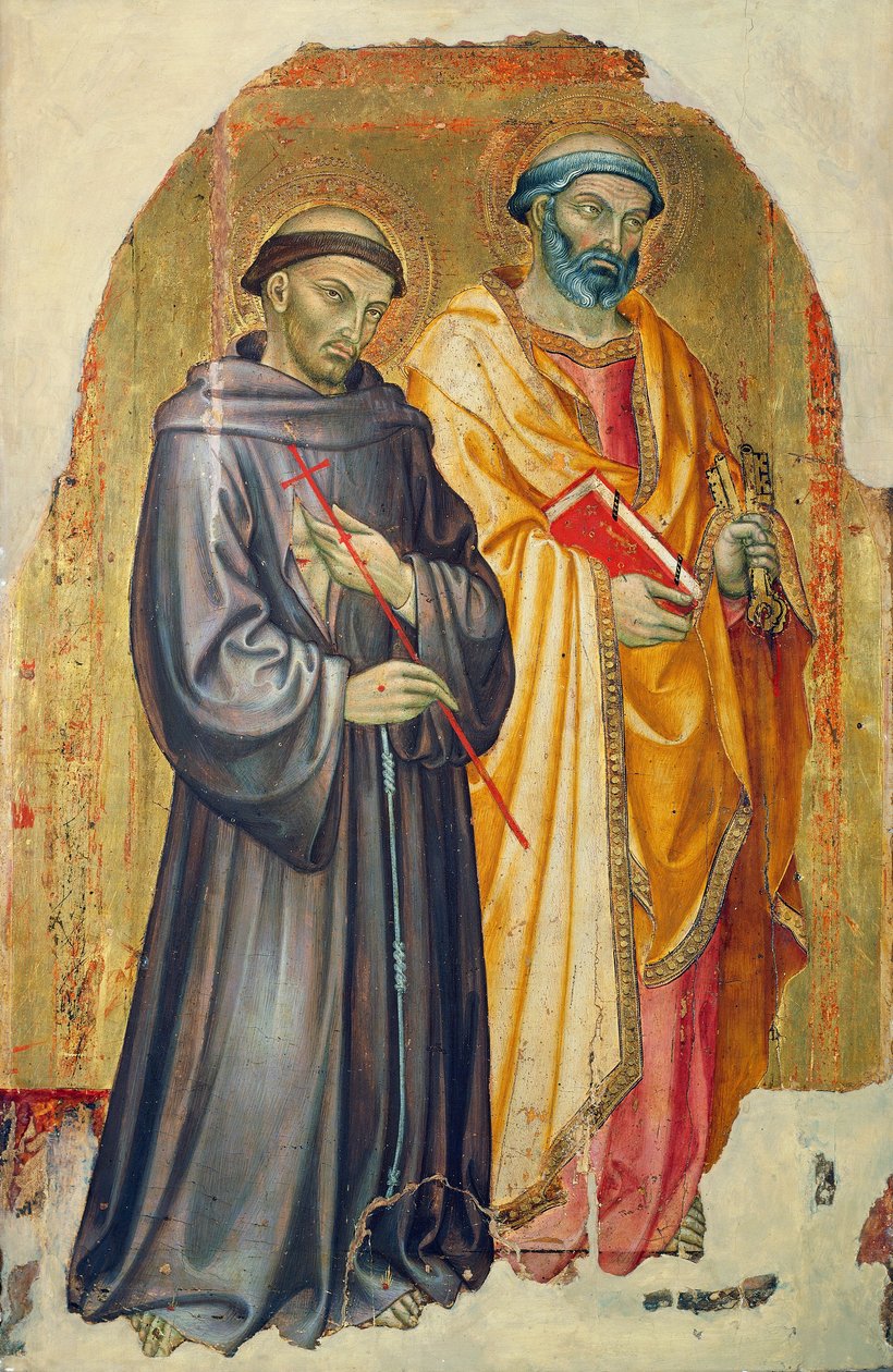 Pyhä Franciscus ja Pietari, kirjoittanut Taddeo di Bartolo (noin 1363-1422) tekijältä Taddeo di Bartolo