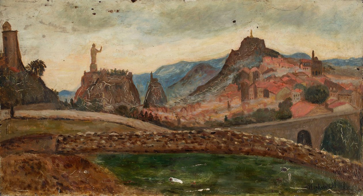 Pikkukaupunki kukkulalla (Le Puyn ympäristö ja Château de Polignac) tekijältä Tadeusz Makowski