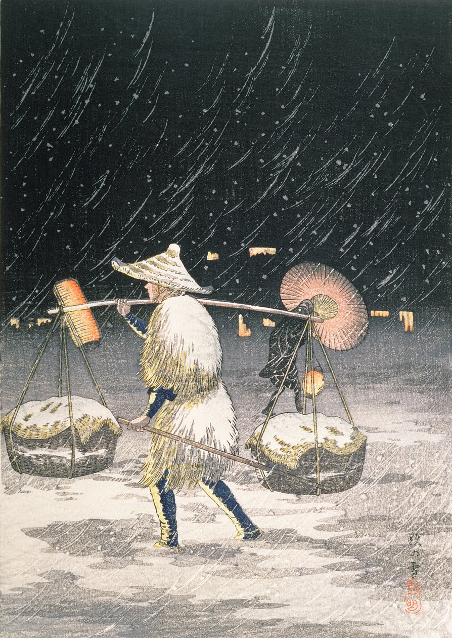 Yön lumi, noin 1930-luku (värillinen puupainatus) tekijältä Takahashi Hiroaki