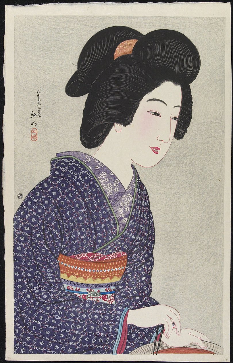 Nainen istumassa brazierissa, helmikuu 1925 tekijältä Takahashi Hiroaki