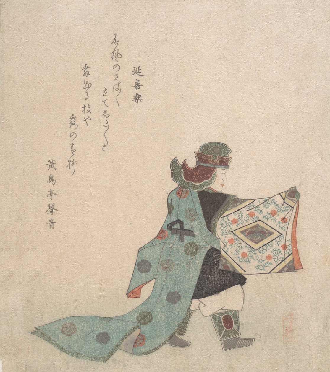 Kohtaus Noh Dancesta, n. 1820. tekijältä Takashima Chiharu