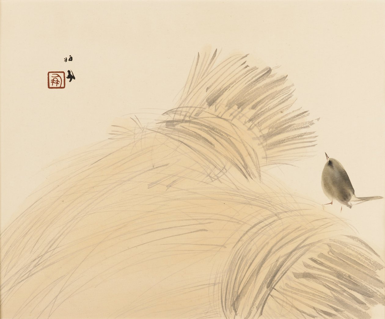 Puupalikkaprintti - Wren maissitähden päällä, 1800-luvun loppu - 1900-luvun alku tekijältä Takeuchi Seiko