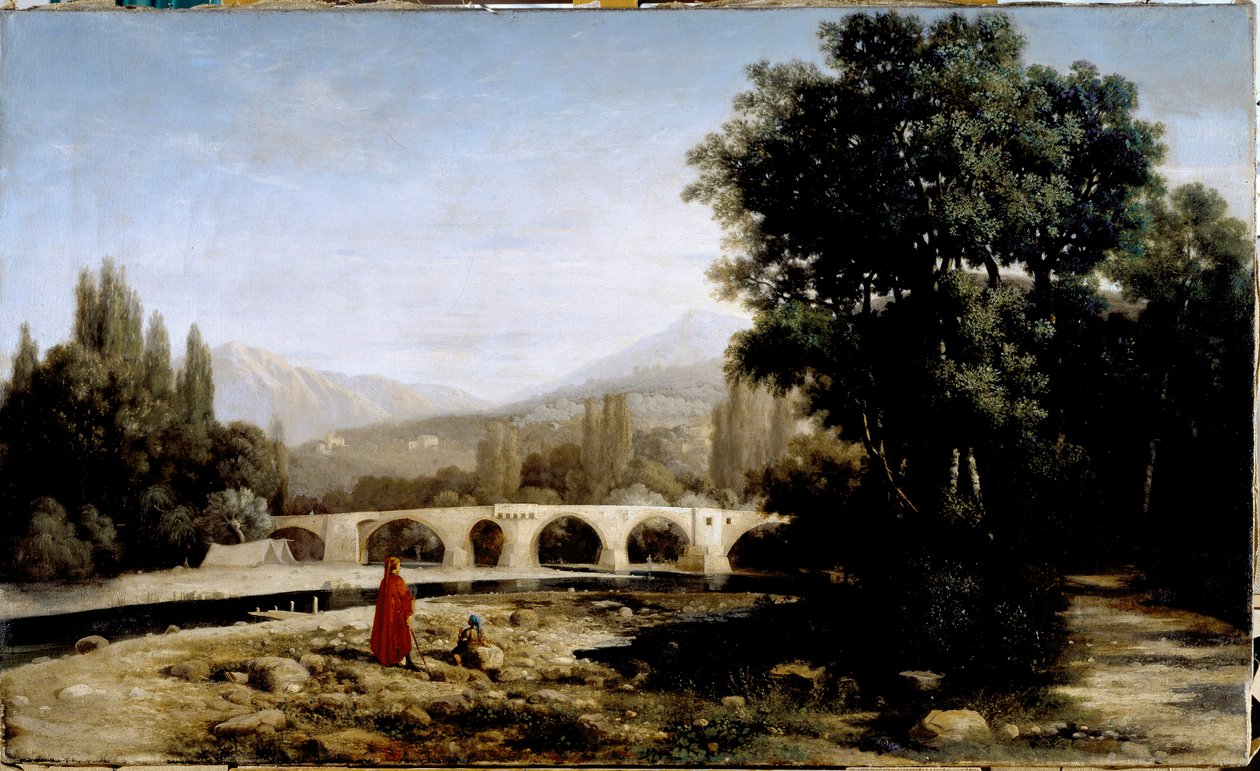 Dante ja Entella-joki eli Kiirastuli väyläkuva Dante Alighierin (1265-1321) "" La divina commediassa" (jumalallinen komedia) Tammar Luxoron (1824-1899) maalaus Noin 1861 Dim. 62x105 cm Genes, Civica Galleria d