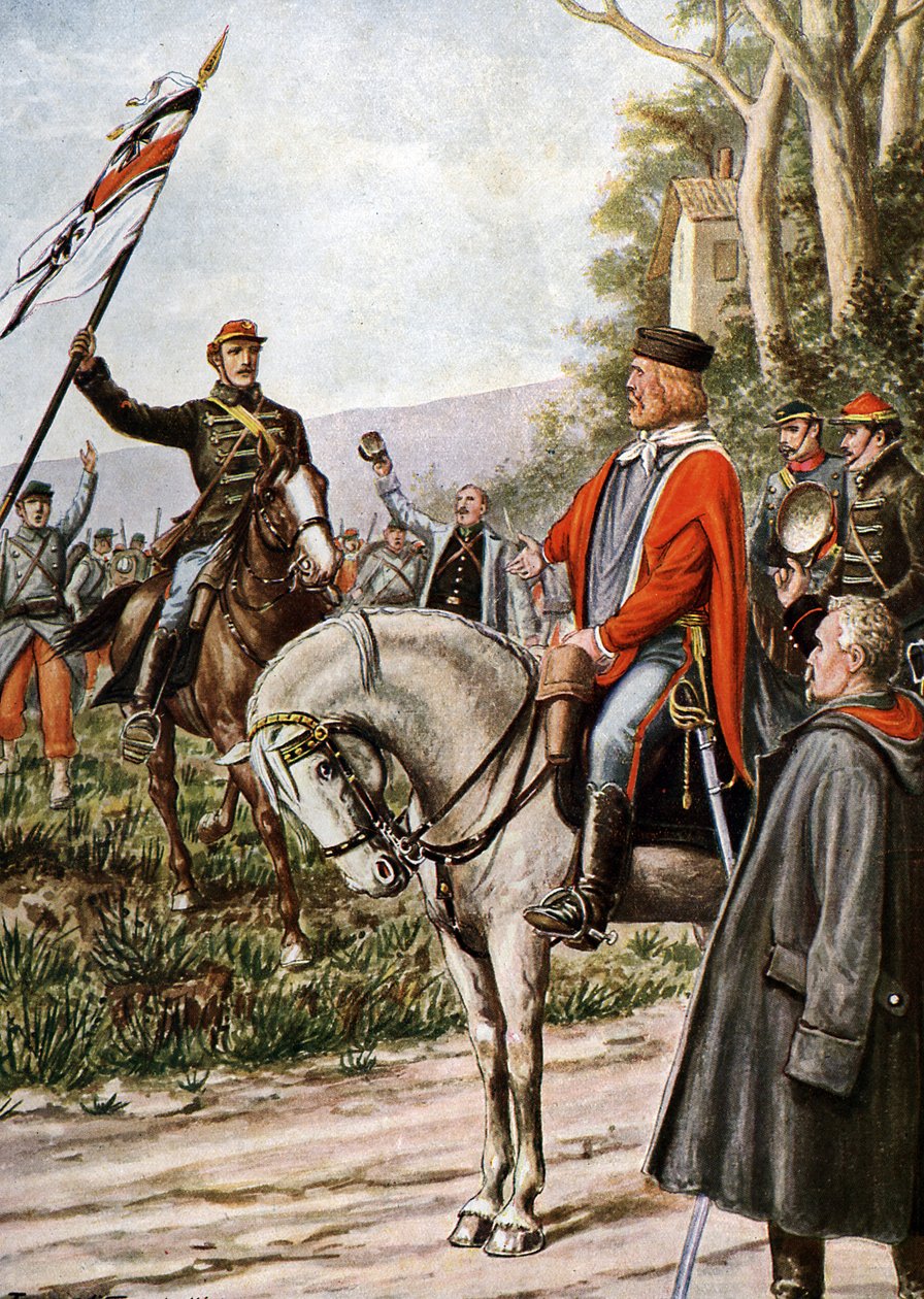 Ranskan ja Preussin sota 1870: italialainen isänmaallinen Giuseppe Garibaldi Dijonin taistelujen aikana tekijältä Tancredi Scarpelli
