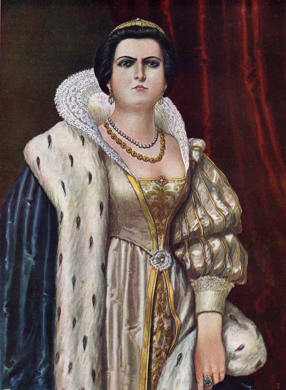Muotokuva Lucrezia Borgiasta (Lucrece Borgia) (1480 - 1519) Kuvitus Tancredi Scarpellista (1866-1937) Paolo Giudicin "Storia d