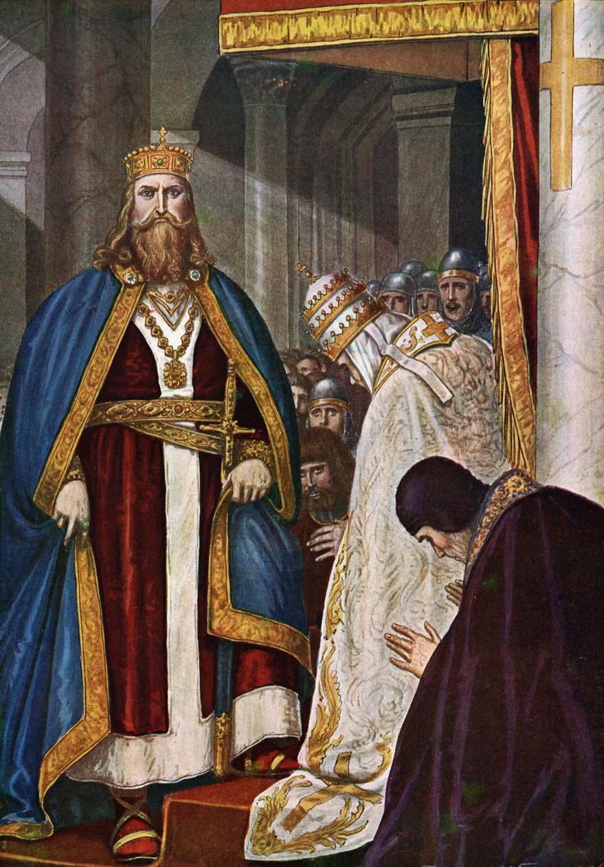 Kaarle Suuren (742-814) kruunasi paavi Leo III (750-816) tekijältä Tancredi Scarpelli