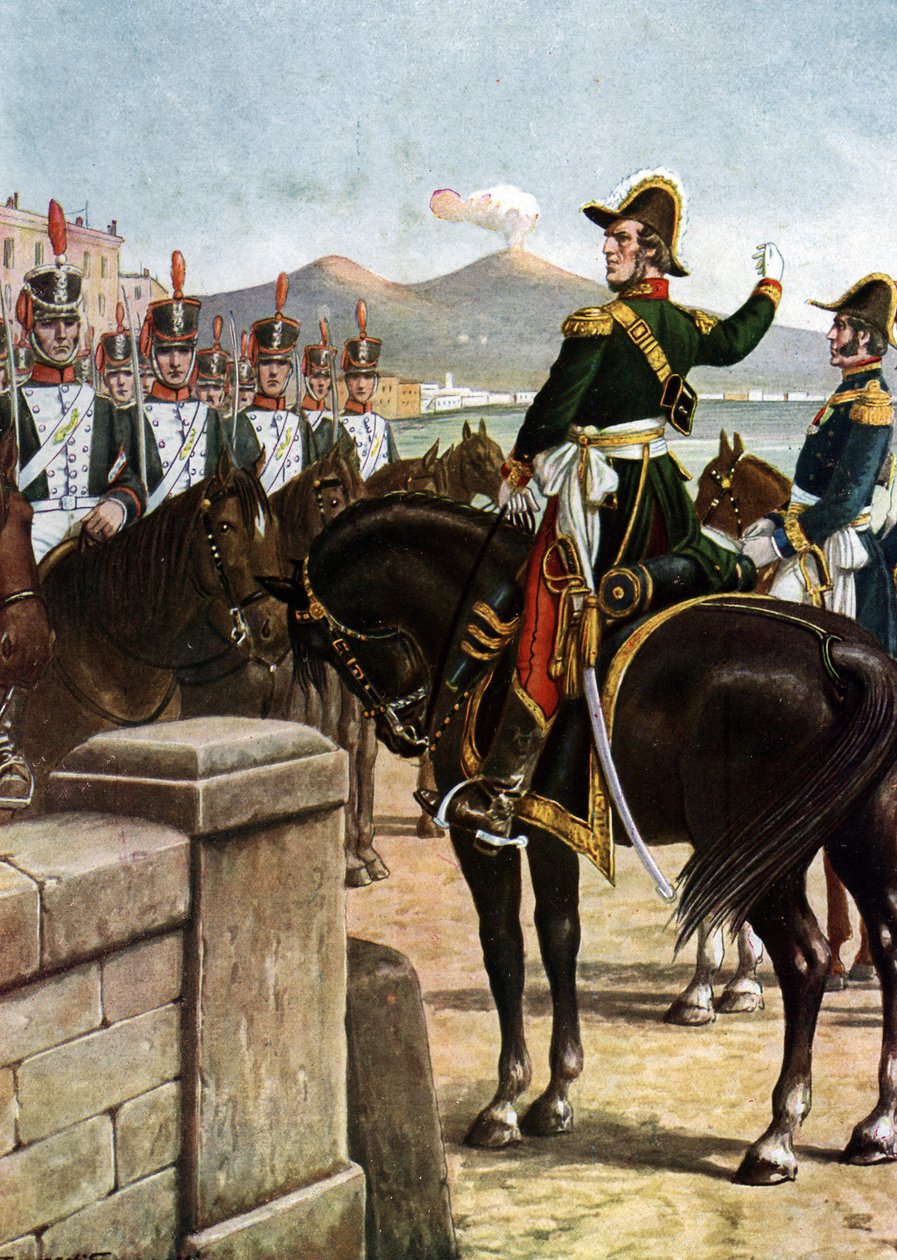 Kapina kahden Sisilian kuningaskunnassa (1820): "" Armeija Guglielmo Pepe järjesti joukkojaan vuonna 1820 Napolissa, Italiassa - (italialainen patriootti Guglielmo Pepe Ponte della Maddalenalla Napolin vallankumousliikkeen aikana tekijältä Tancredi Scarpelli