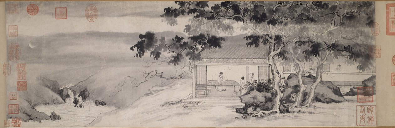 Drinking at Night, Ming-dynastia, n. 1520-23 tekijältä Yin Tang
