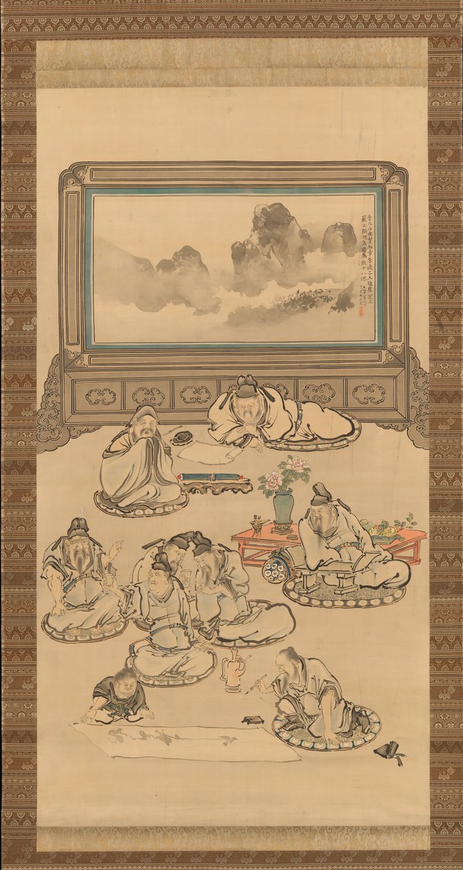 Viinikupin kahdeksan kuolematonta, 1828. tekijältä Tani Buncho