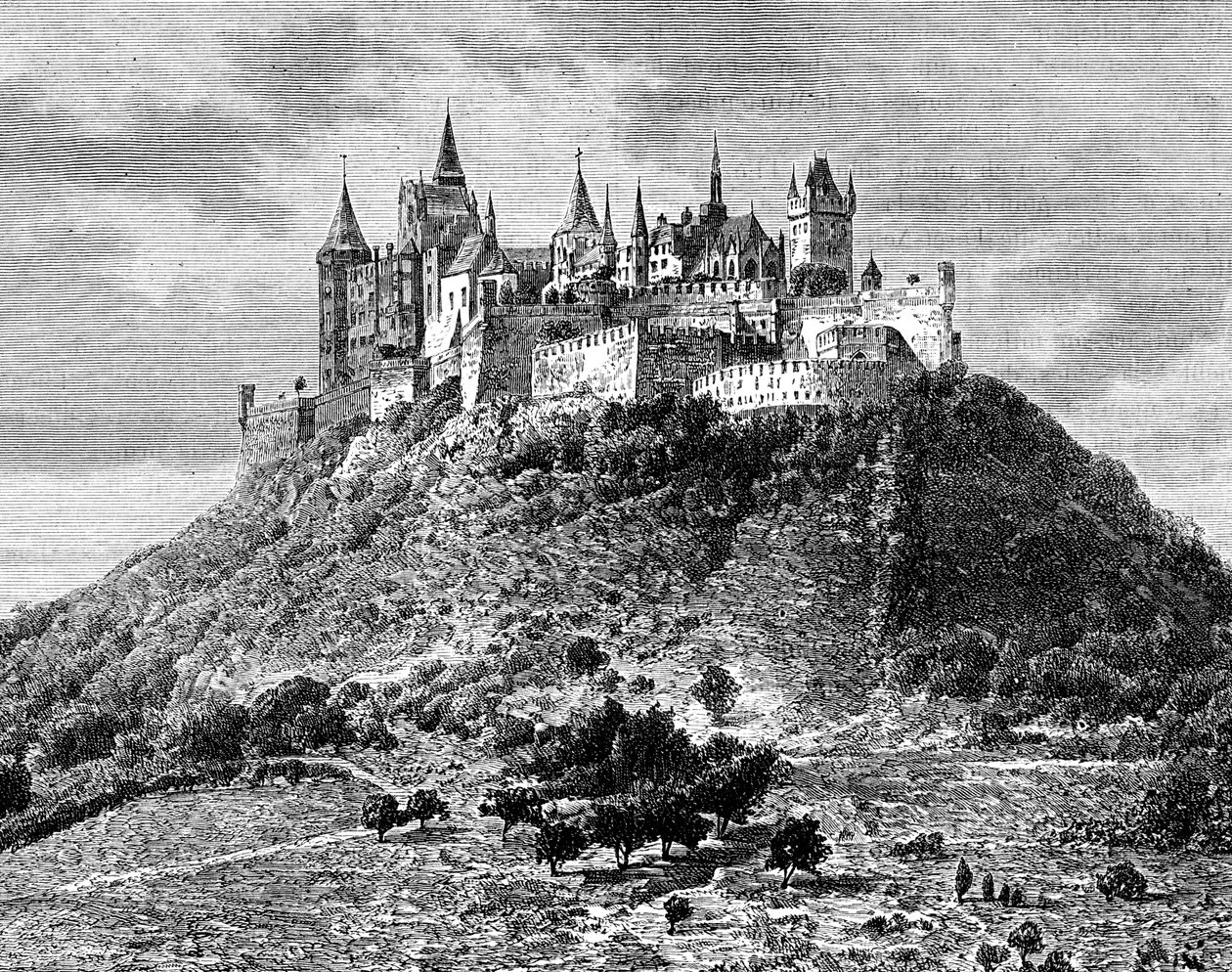Burg Hohenzollern, Stuttgartin eteläpuolella, Saksa, 1800-luku tekijältä Taylor