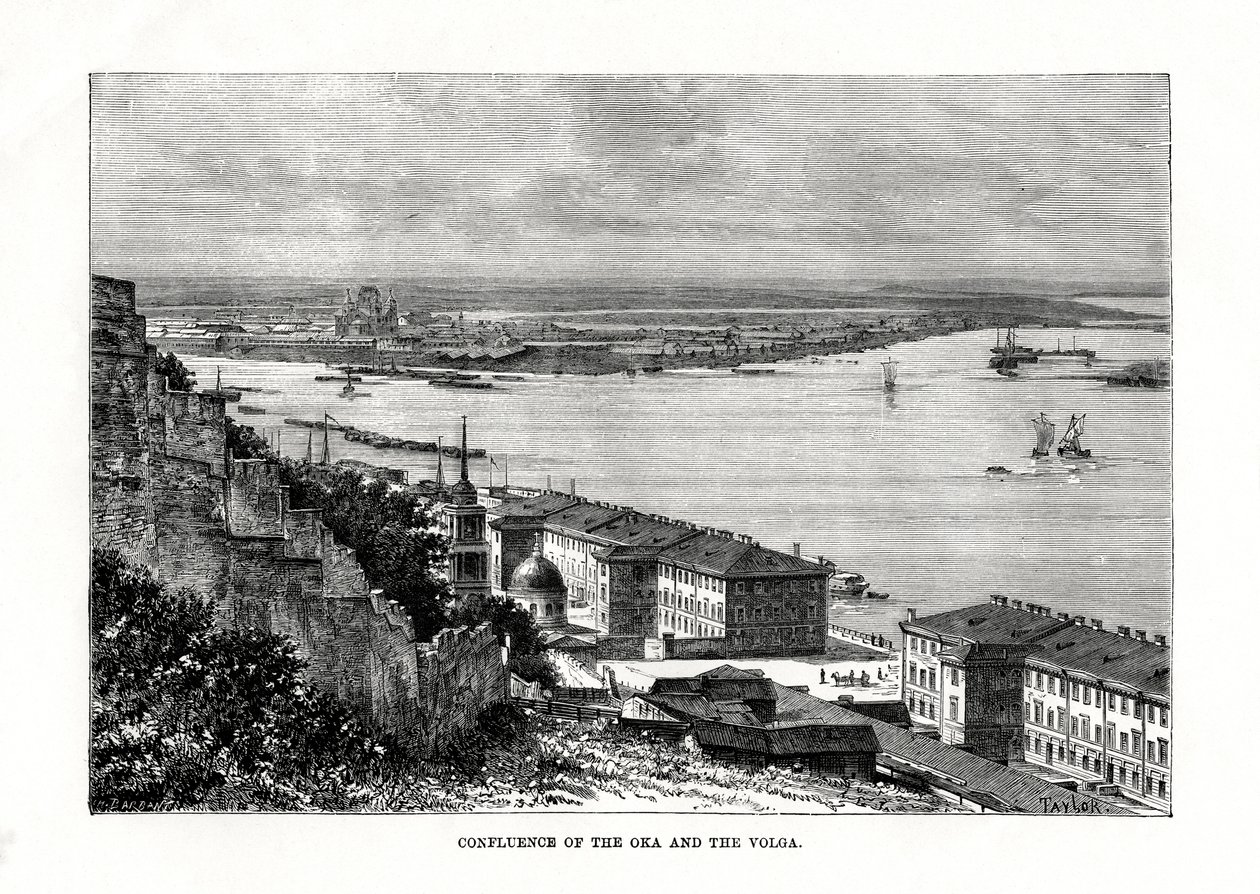 Okan ja Volgan yhtymäkohta, Venäjä, 1879 tekijältä Taylor