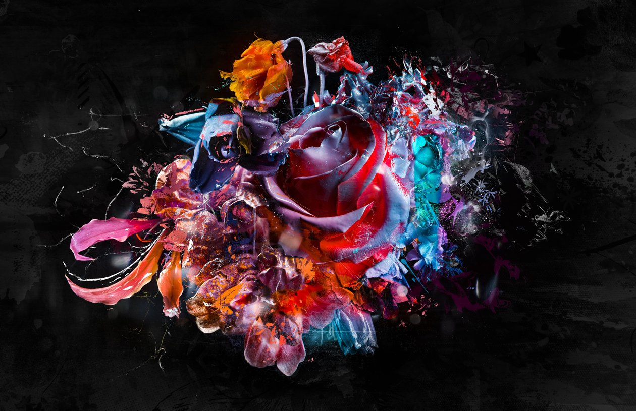 BOUQUET XVI, 2018 (sekoitettu media kankaalle) tekijältä Teis Albers
