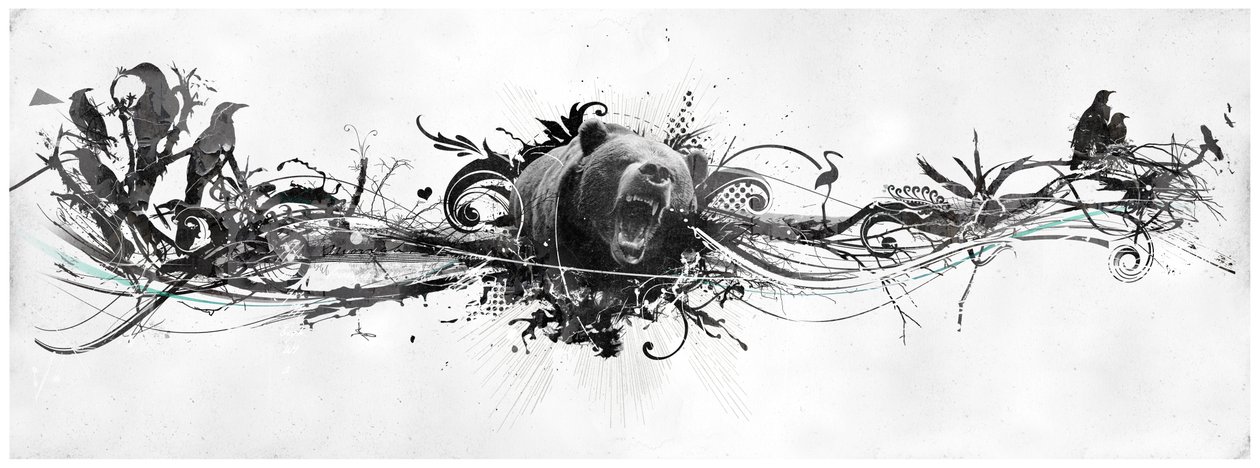 Bear Growl, 2014 (kollaasi kankaalle) tekijältä Teis Albers