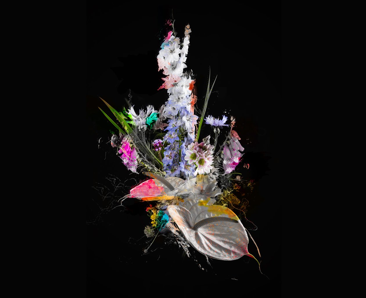 Bouquet II, 2017 (sekoitettu media kankaalle) tekijältä Teis Albers
