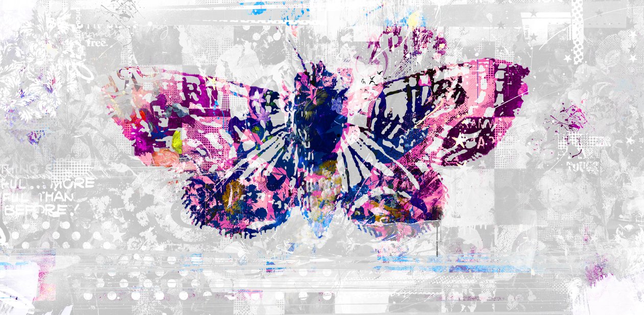 Butterfly Silhouette, 2016 (kollaasi kankaalle) tekijältä Teis Albers