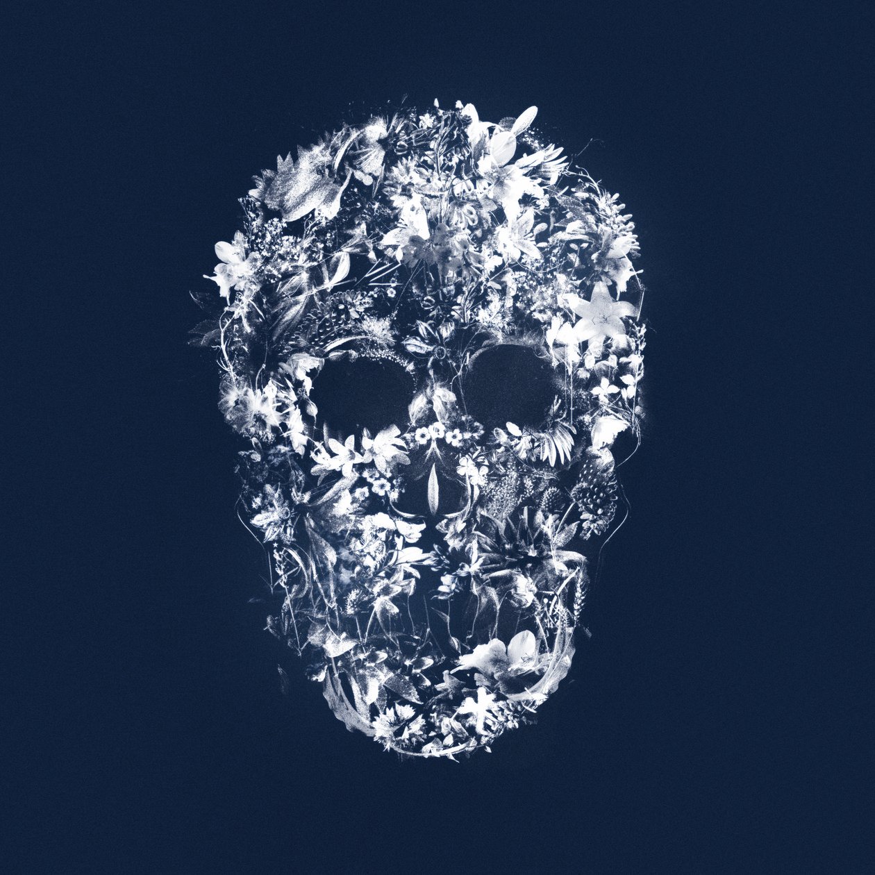 FloralSkull, 2018 (sekoitettu media kankaalle) tekijältä Teis Albers