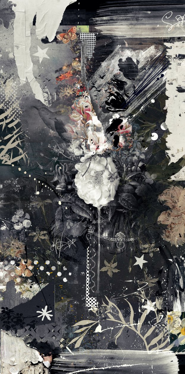 Flowerdrip, 2014 (sekoitettu media kankaalle) tekijältä Teis Albers