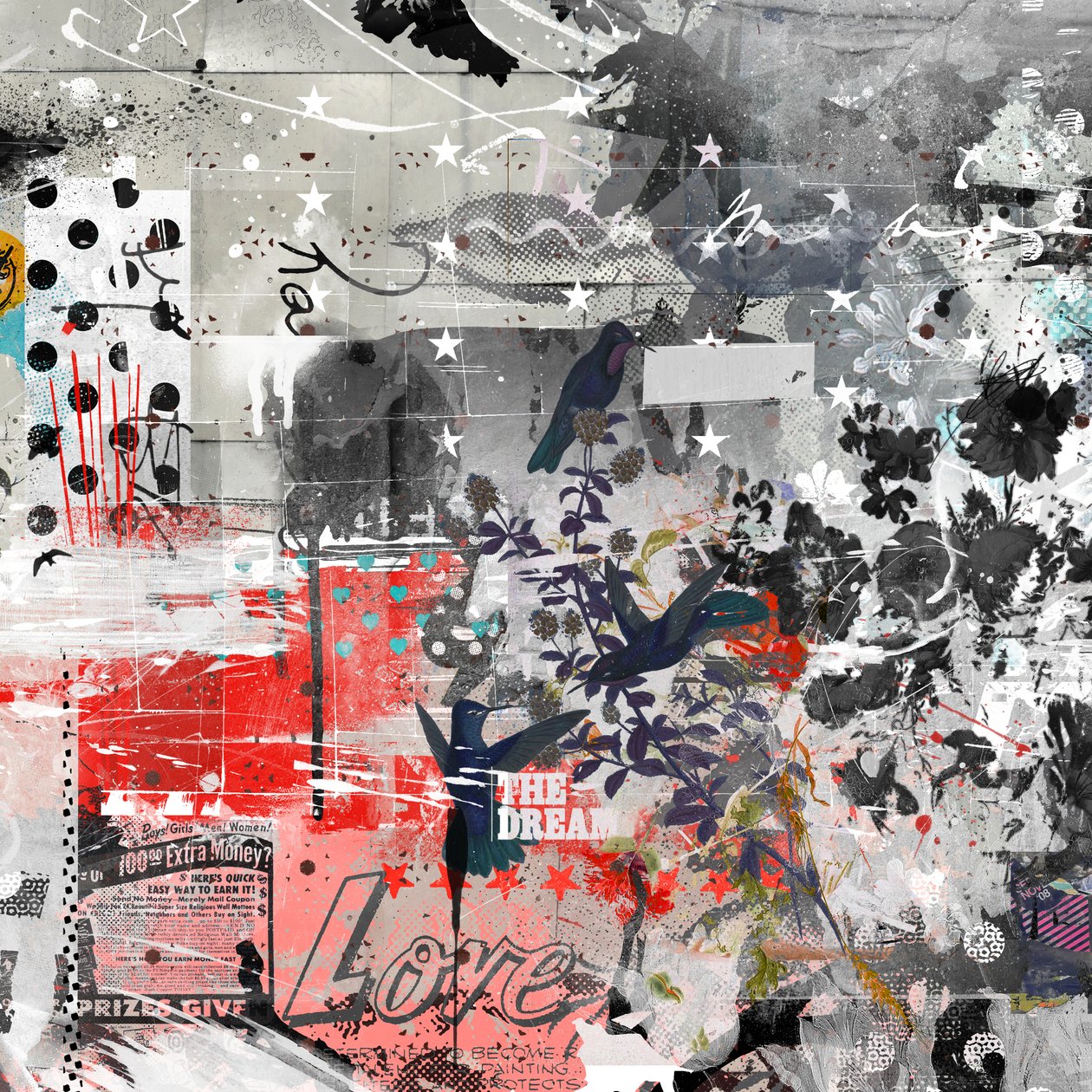 Love the dream, 2015 (sekoitettu media kankaalle) tekijältä Teis Albers