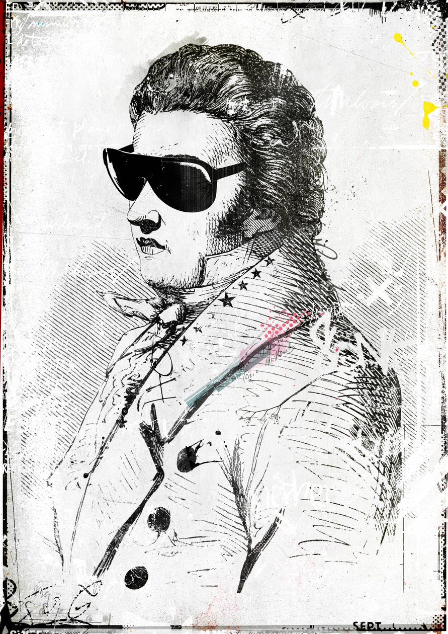 Mr Sunglasses II, 2016 (kollaasi kankaalle) tekijältä Teis Albers