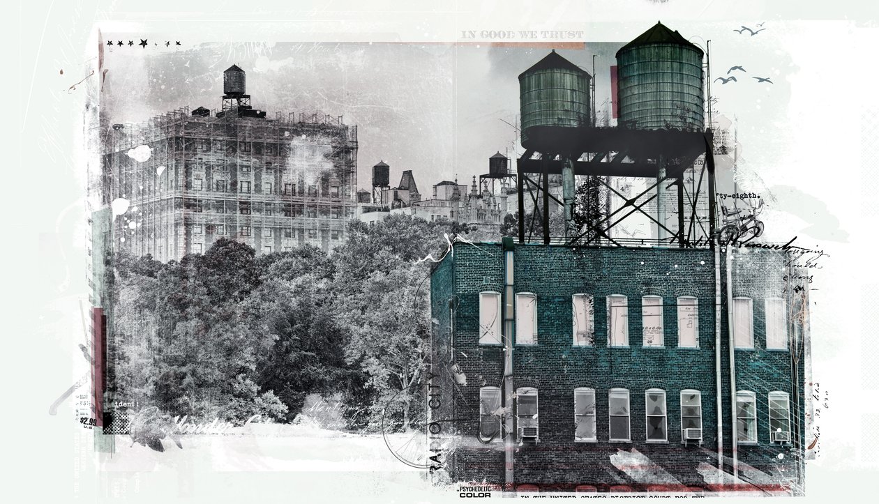 NYC II, 2017 (kollaasi kankaalle) tekijältä Teis Albers