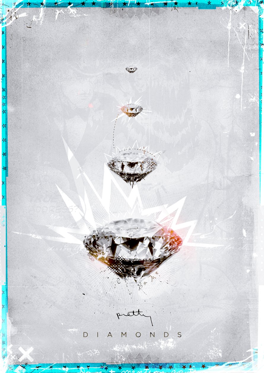Pretty Diamonds, 2014 (kollaasi kankaalle) tekijältä Teis Albers