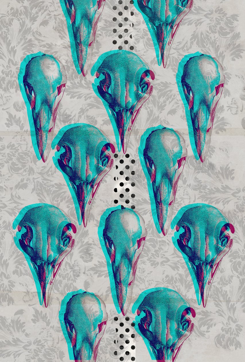 Skulls-sarja, 2016 (kollaasi kankaalle) tekijältä Teis Albers