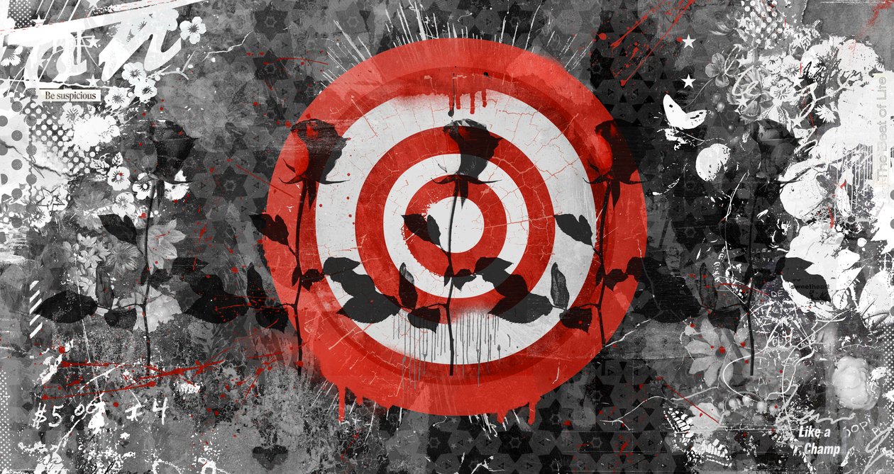 Target Rose, 2014 (kollaasi kankaalle) tekijältä Teis Albers