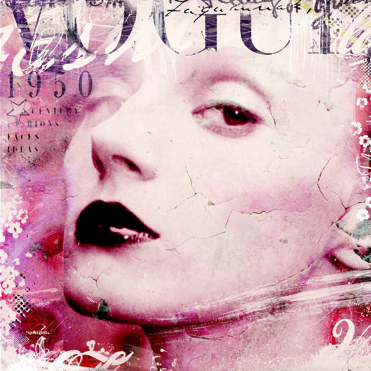Vogue 1950, 2016 (kollaasi kankaalle) tekijältä Teis Albers