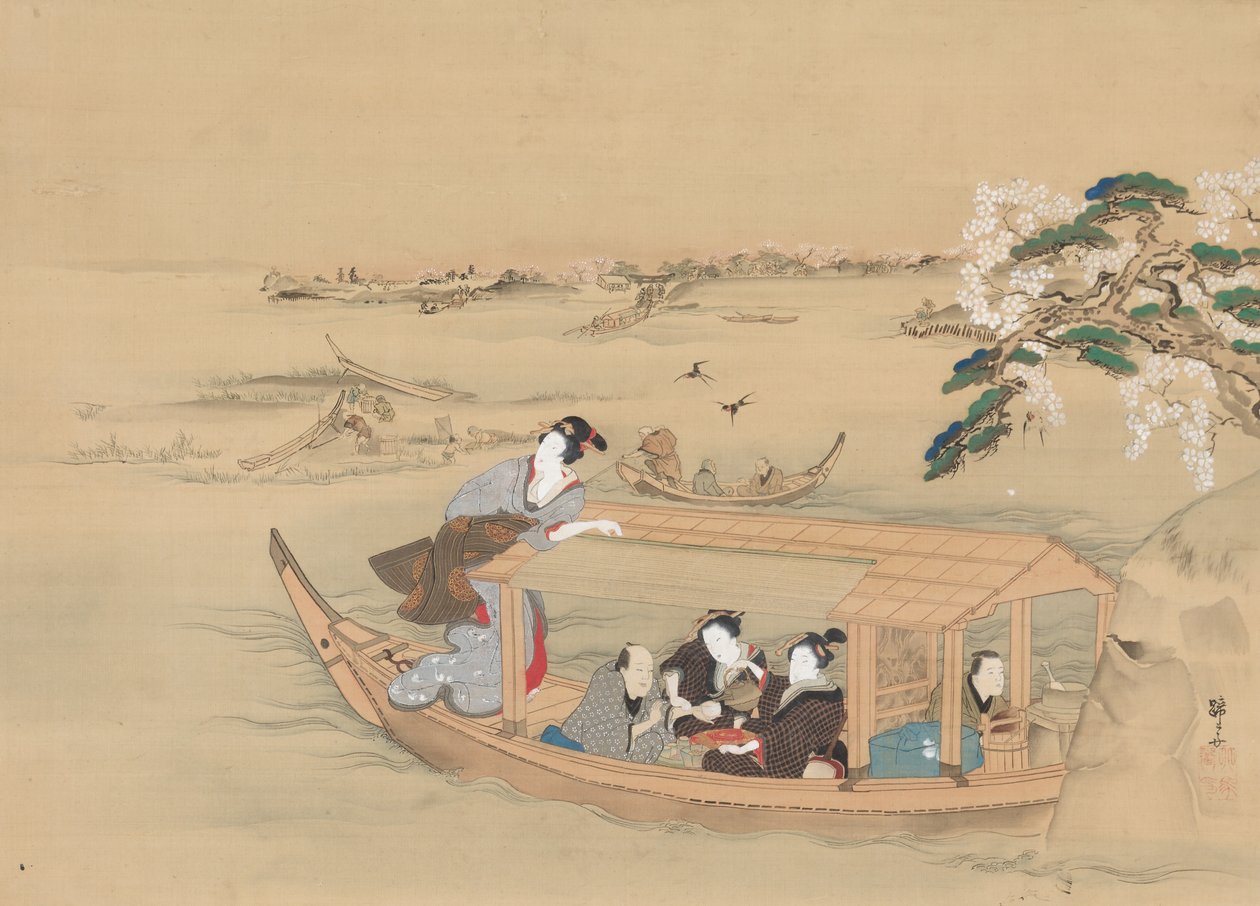 Vene Yoshiwaraan, 1800-luku. tekijältä Teisai Hokuba