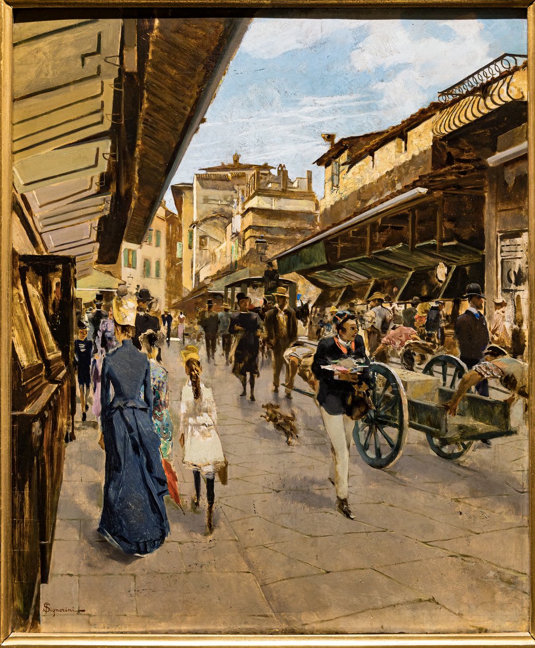 Firenzen vanha silta, n. 1882 (öljy kankaalle) tekijältä Telemaco Signorini