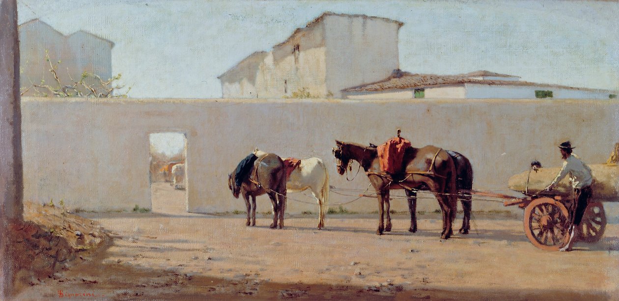 Eräänä kevätaamuna. Valkoinen seinä, noin 1867 (öljy kankaalle). tekijältä Telemaco Signorini