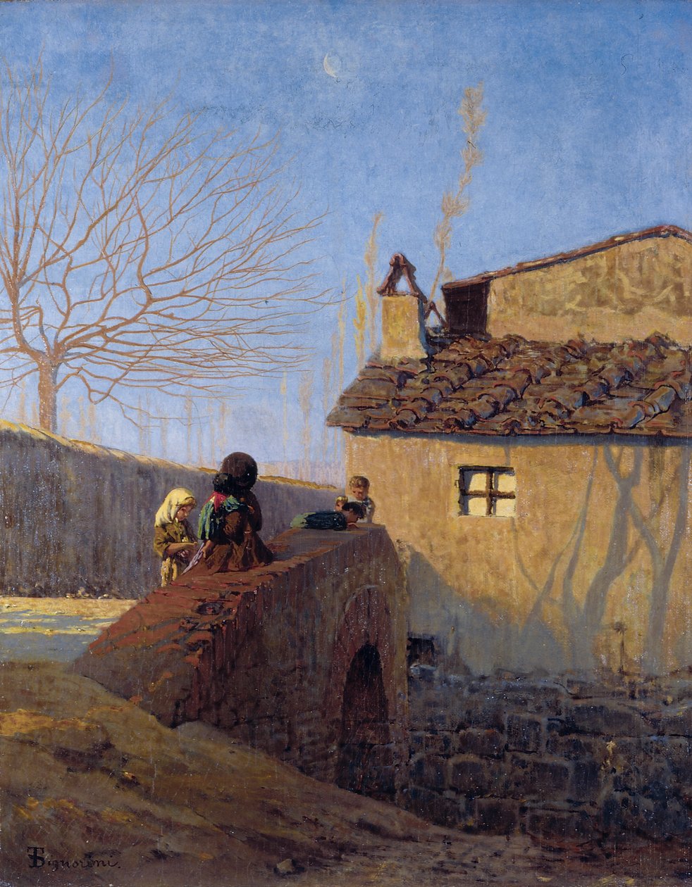 Piagentina. Affrico-joen silta, noin 1861-62 (öljy kankaalle). tekijältä Telemaco Signorini