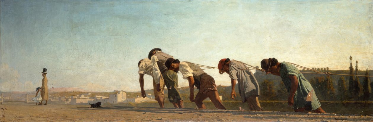 T.Signorini, Der Treidelpfad / Gemälde, 1864/65 tekijältä Telemaco Signorini
