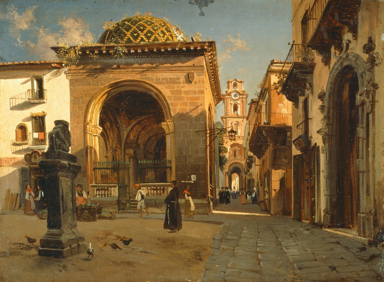 Sedil Dominova Loggia Sorrentossa, Teodoro Duclere, öljy kankaalle tekijältä Teodoro Duclere