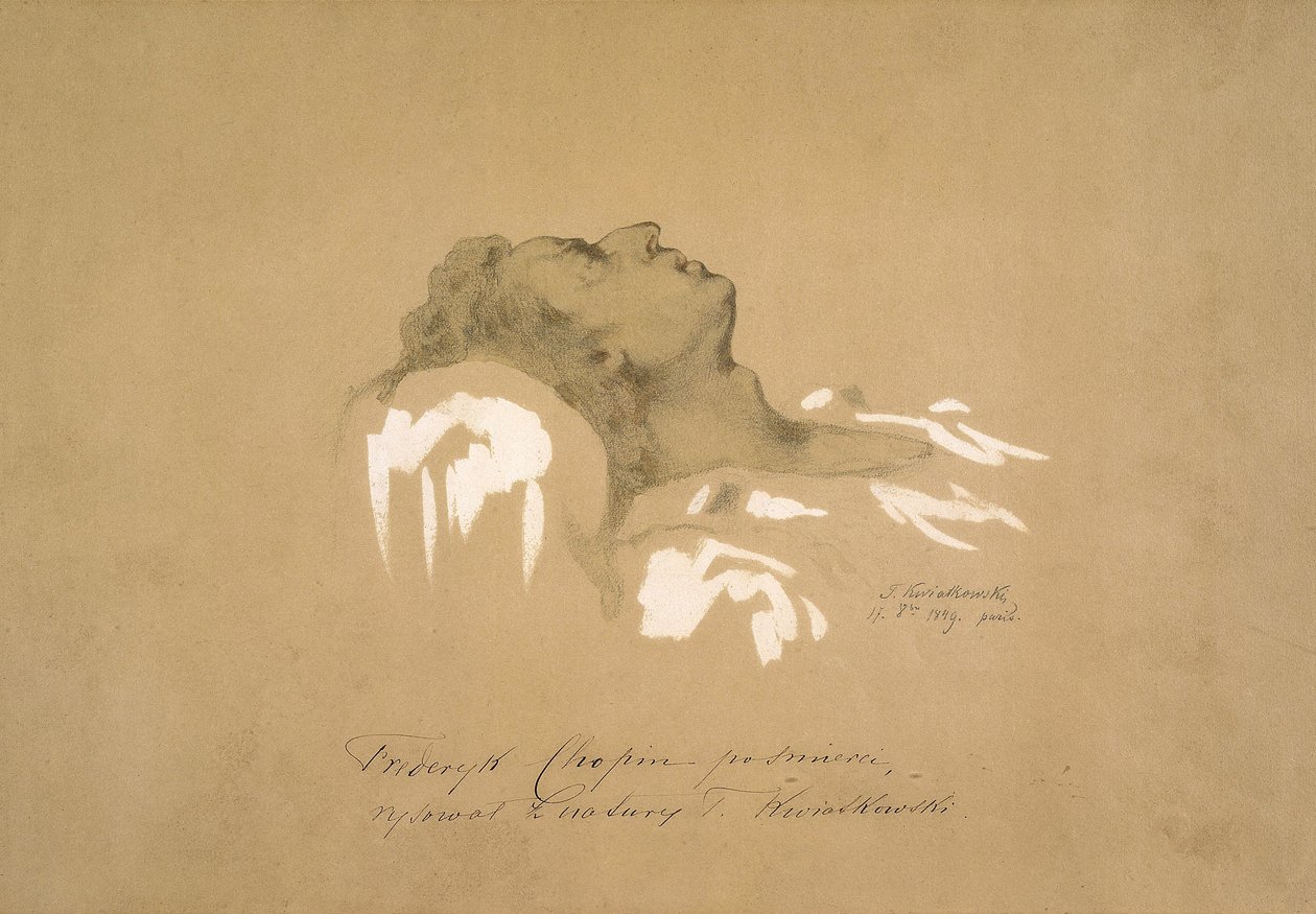 Fryderyk Chopin kuolinvuoteellaan tekijältä Teofil Kwiatkowski