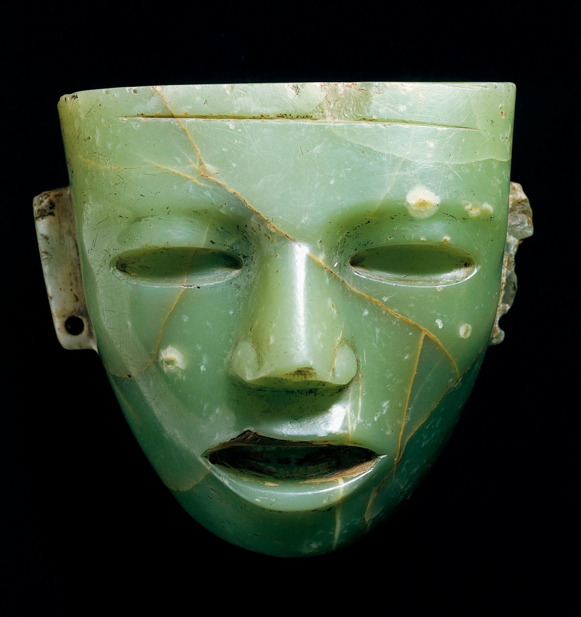 Jade naamio. Taide Teotihuacan Meksikosta, noin 250-600. Glyptic Inv. Gem 1921, nro 824. Museo degli Argenti, Palazzo Pitti, Firenze tekijältä Teotihuacan Teotihuacan