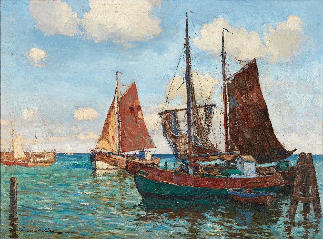 Boats at Rest (öljy kankaalle) tekijältä Terrick (follower of) Williams