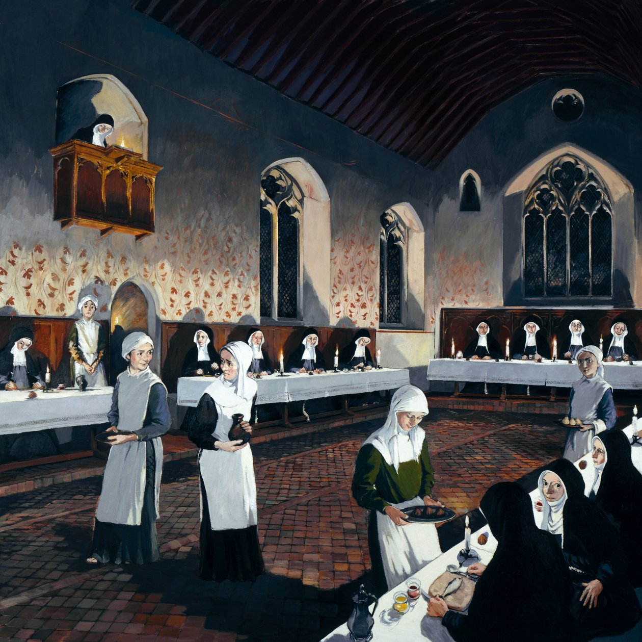 Ruokasalin jälleenrakennus 1400-luvulla, Denny Abbey, Cambridgeshire, 1993 tekijältä Terry Ball
