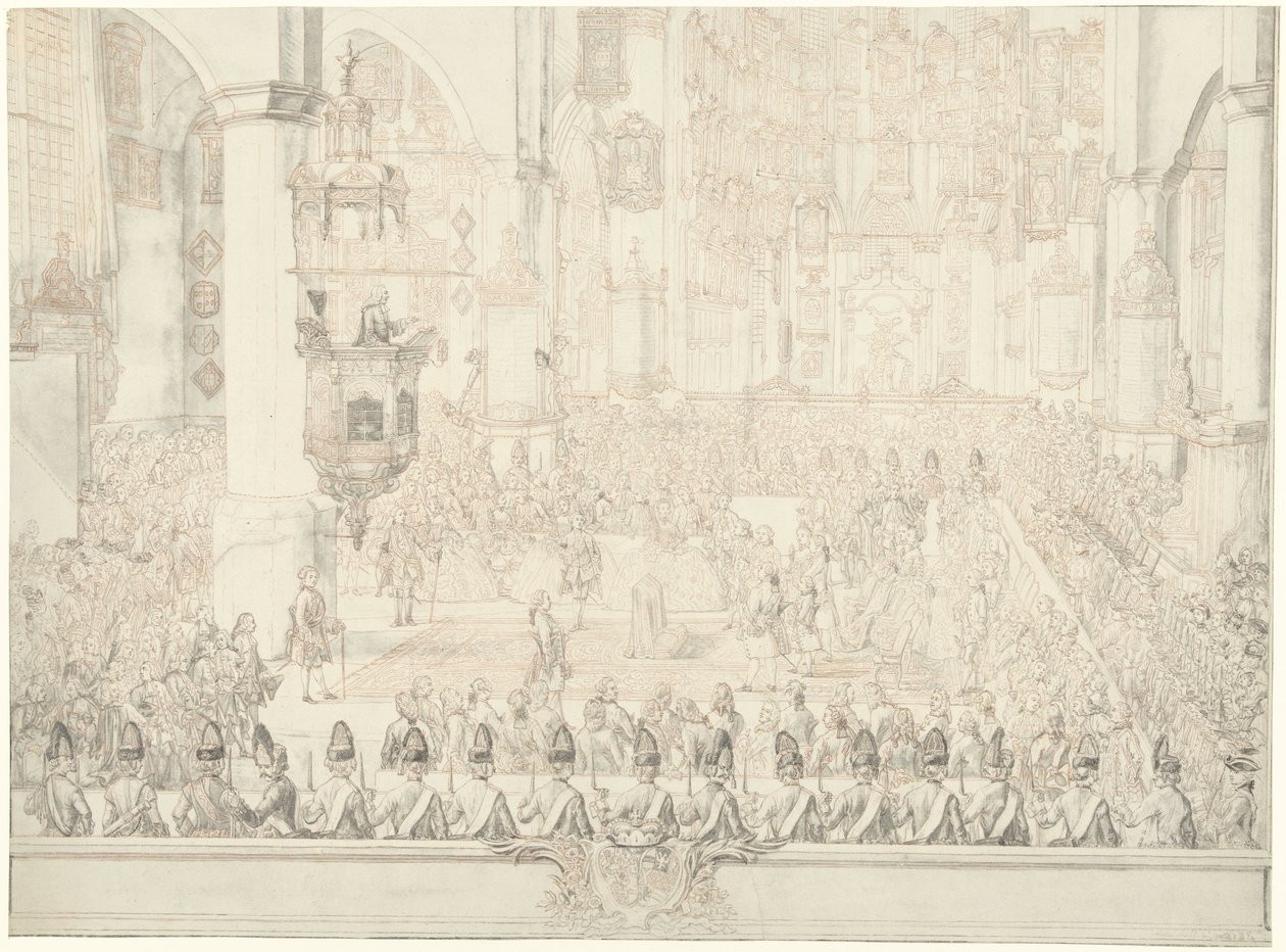 Karel Christian van Nassau-Weilburgin avioliitto prinsessa Carolinan kanssa, 1760 tekijältä Tethart Philip Christian Haag