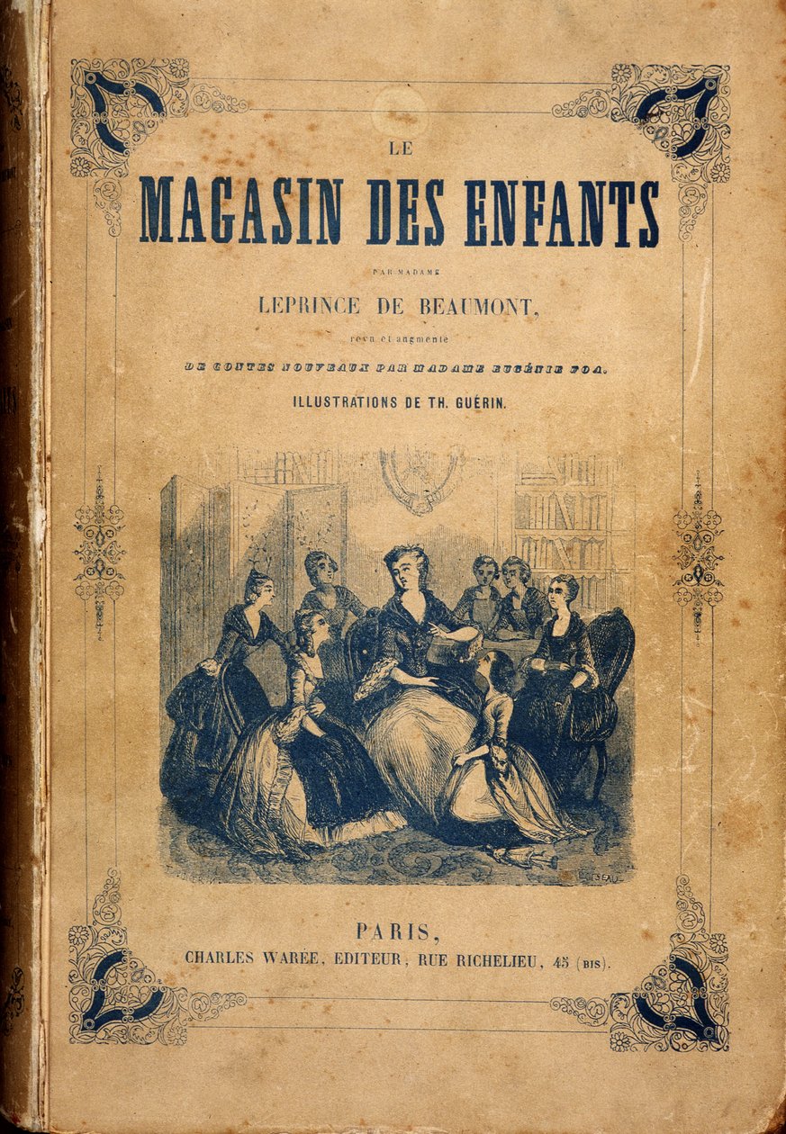 Taloudenhoitaja nuorten tyttöjen ympäröimänä - Mme Leprince de Beaumontin ""Lastenmyymälässä"", sairas. Guerin, Waree tekijältä Th. (after) Guerin